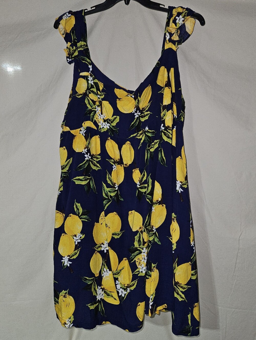 Navy Blue Lemon Print Sundress